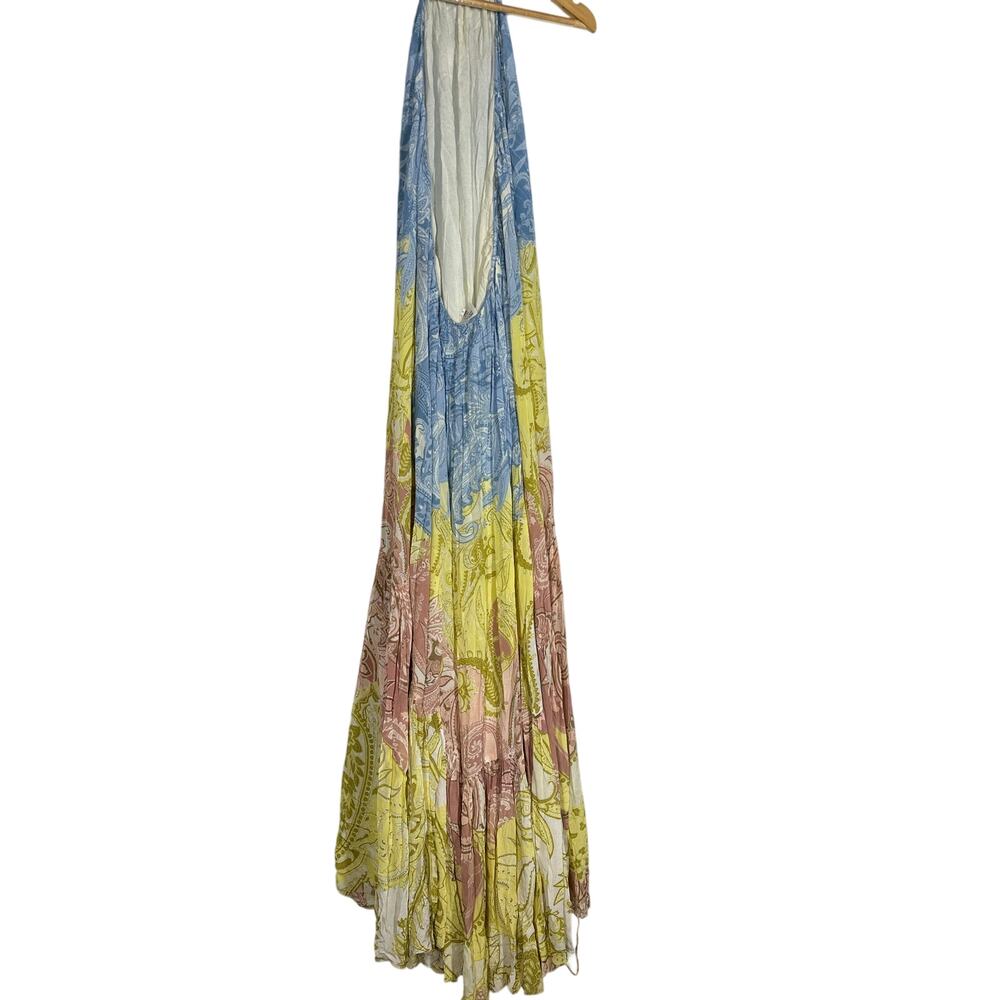 Hemant & Nandita Fiza Dress Halter PaisleyWestern Pastel Yellow Blue S - Picture 6 of 12